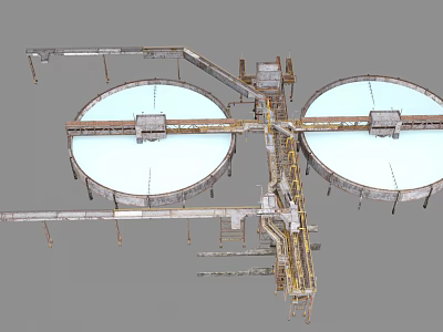 Heavy Duty Industrial Equipment with Large Circular Tanks Metal Frames and Piping Systems 3d model
