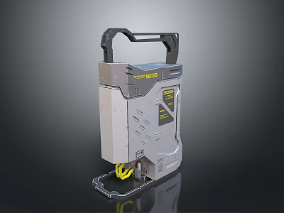 Portable Industrial Device With Gray Body Black Handle And Yellow Cable 3d model
