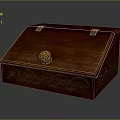 Traditional Wooden Box With Carved Patterns And Round Lid Knob Design
