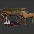 Modern carriage Trojan horse rack cart trolley 3d model