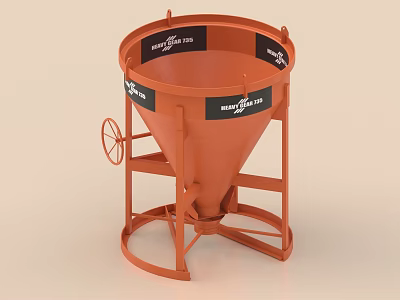 Orange Industrial Concrete Hopper Equipment with Stand and Wheel for Construction Use 3d model