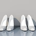 Elegant White High Heels Arranged On Shiny Reflective Surface With Gray Background 3d model