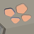 Modern Hexagonal Ceiling Lights With White Lampshades And Light Brown Lavender Borders 3d model
