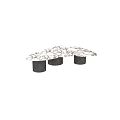 Modern Elegant Coffee Table With Marble Tabletop And Black Cylindrical Metal Legs 3d model