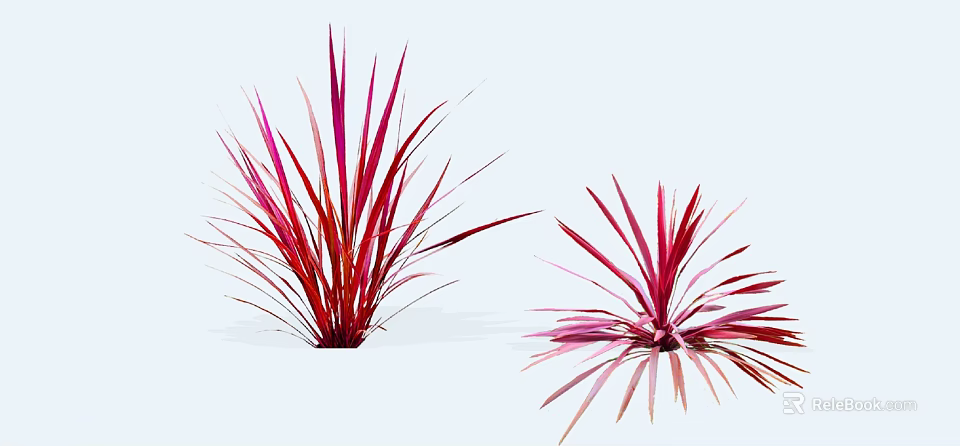 Vibrant Red and Pink Shrubs With Slender Leaves For Garden Decoration 3d model 