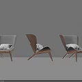Modern Accent Chairs With Wooden Frame And Gray Cushions For Living Space