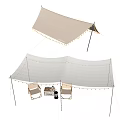 Outdoor Canopy Tent Setup With String Lights Camping Chairs And Fire Pit