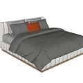 Double Bed Leather Double Bed Pillow Solid Wood Side Table Round Side Table poliform 3d model