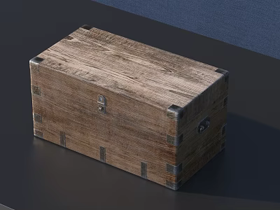 Vintage Wooden Box With Rustic Texture And Metal Corner Hardware Design 3d model