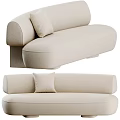 Modern Beige Fabric Sectional Sofa With Curved Design And Comfortable Cushions