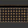 Vintage Open Wooden Storage Box With Multiple Black Pieces And Battleship Design