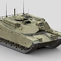 Modern Sand Colored Military Tank With Turret Cannon Tracks And Antennas