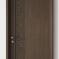 Classic Dark Brown Wooden Hinged Doors With Decorative Patterns And Designs 3d model