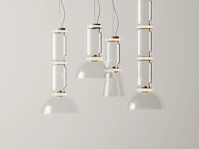 Modern Glass Pendant Lights With Transparent Shades And Metal Accents 3d model