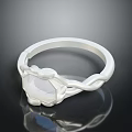 Elegant Silver Fashion Ring With White Gemstone And Braided Design Accent