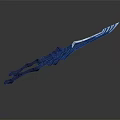 Sharp Fantasy Style Sword With Intricate Black Silver Design And Decorative Metal Hilt