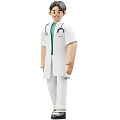Cartoon Doctor Dressed In White Coat Green Inner Shirt White Pants With Stethoscope Around Neck