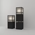 Two Black Square Outdoor Lights With Glass Panels For Garden Decor