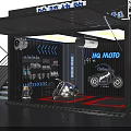 HQ MOTO Motorcycle Showroom Interior Display With Neon Lights And Stand Setup