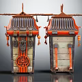 Traditional Chinese Lanterns Featuring Classic Roof Design Red Orange Accents And Decorative Tassels