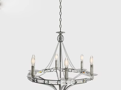Modern Elegant Chandelier with Hanging Chain Metal Frame and Candle Style Lights 3d model