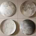 Circular Wall Decor With Moon Surface Texture In Neutral Gray White Tones 3d model