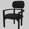 Modern Black Solid Wood Dining Chair With Curved Armrests Comfortable Upholstered Seat And Backrest