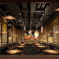 Spacious Traditional Chinese Hotpot Restaurant With Wooden Tables Lanterns And Decorations