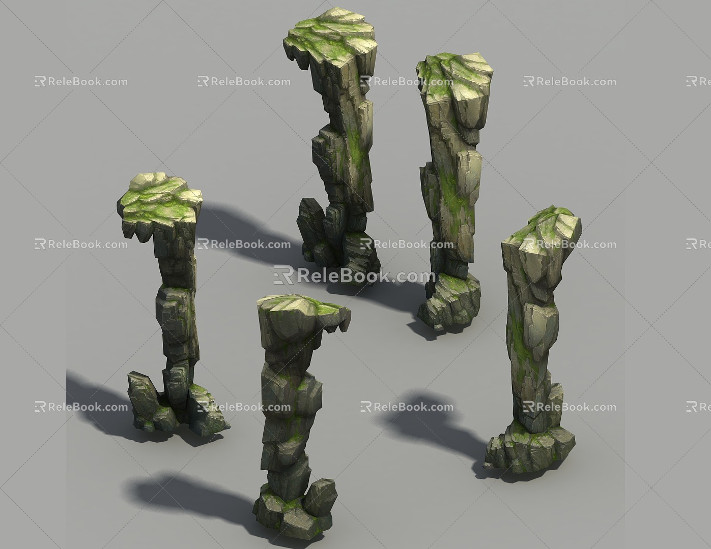 Three shades and two shades of rockery mountain stone pillars weathered mountain peaks Custer landform realistic hand-painted wind 3d model