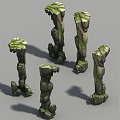 Three shades and two shades of rockery mountain stone pillars weathered mountain peaks Custer landform realistic hand-painted wind 3d model