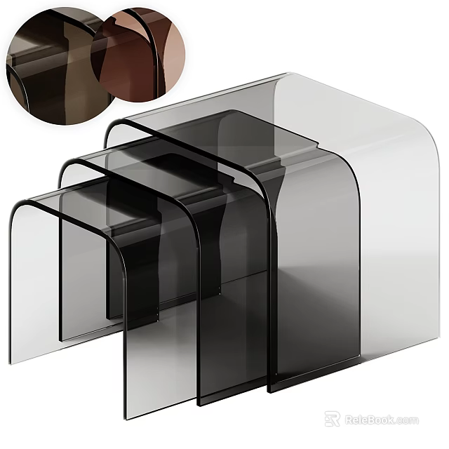 Modern Transparent Coffee Table With Black Brown Acrylic Layered Sleek Design 3d model 