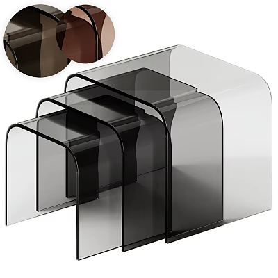 Modern Transparent Coffee Table With Black Brown Acrylic Layered Sleek Design 3d model