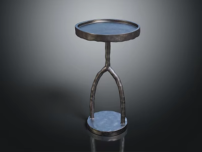 Modern Metal Side Table With Round Top And Curved Legs Design 3d model
