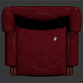 Red Leather Armchair With Tufted Back Curved Arms And Slim Legs Design