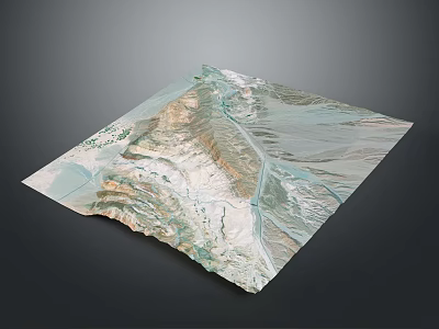 Modern 3D Geographic Terrain Model With Mountainous Landscape And River Paths 3d model