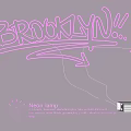 Stylish Neon Light Combination With Pink Glowing BROOKLYN Sign And Star Shape On Dark Background