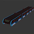 Modern Blue Train with Sleek Design and Multiple Carriages on Reflective Surface 3d model