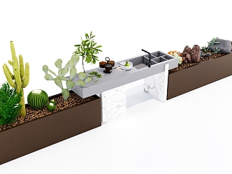 Plant Potted Combination Tea Table 3d model