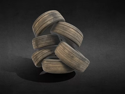 Industrial Equipment Tyres Stacked For Heavy Duty Machinery Applications 3d model