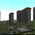 Modern Residential Buildings Exterior Design With Green Lawn Landscaped Garden And Trees