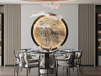 New Chinese Restaurant Dining Table Chair 3d model
