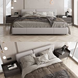 Modern Background Double Bed Double Bed 3d model