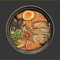 Homemade Ramen Bowl With Soft Boiled Egg Chashu Pork Green Onions Nori And Red Broth