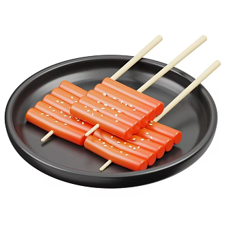 Modern Roasted Rice Cake Skewers Food Cartoon Food 3d model