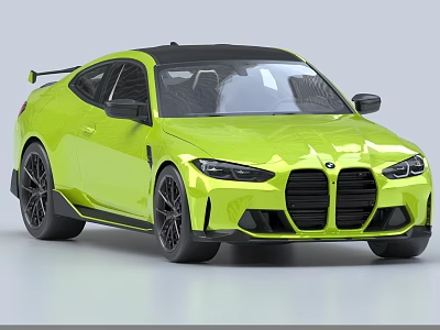 Vibrant Green BMW Sports Coupe With Black Roof And Aerodynamic Exterior Design Features 3d model