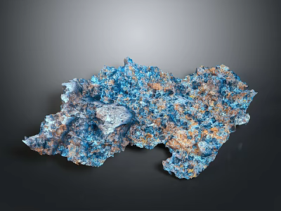 Modern Interior Decor Scene With Blue Orange Mineral Crystal Formation 3d model