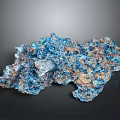 Modern Interior Decor Scene With Blue Orange Mineral Crystal Formation