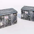 Rustic Wooden Small Hut Structures Featuring FIRK Sign Roof And Doors