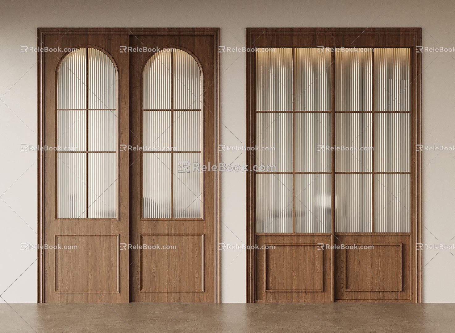 Middle ancient style sliding door wooden sliding door 3d model