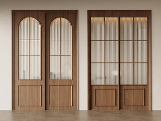 Middle ancient style sliding door wooden sliding door 3d model